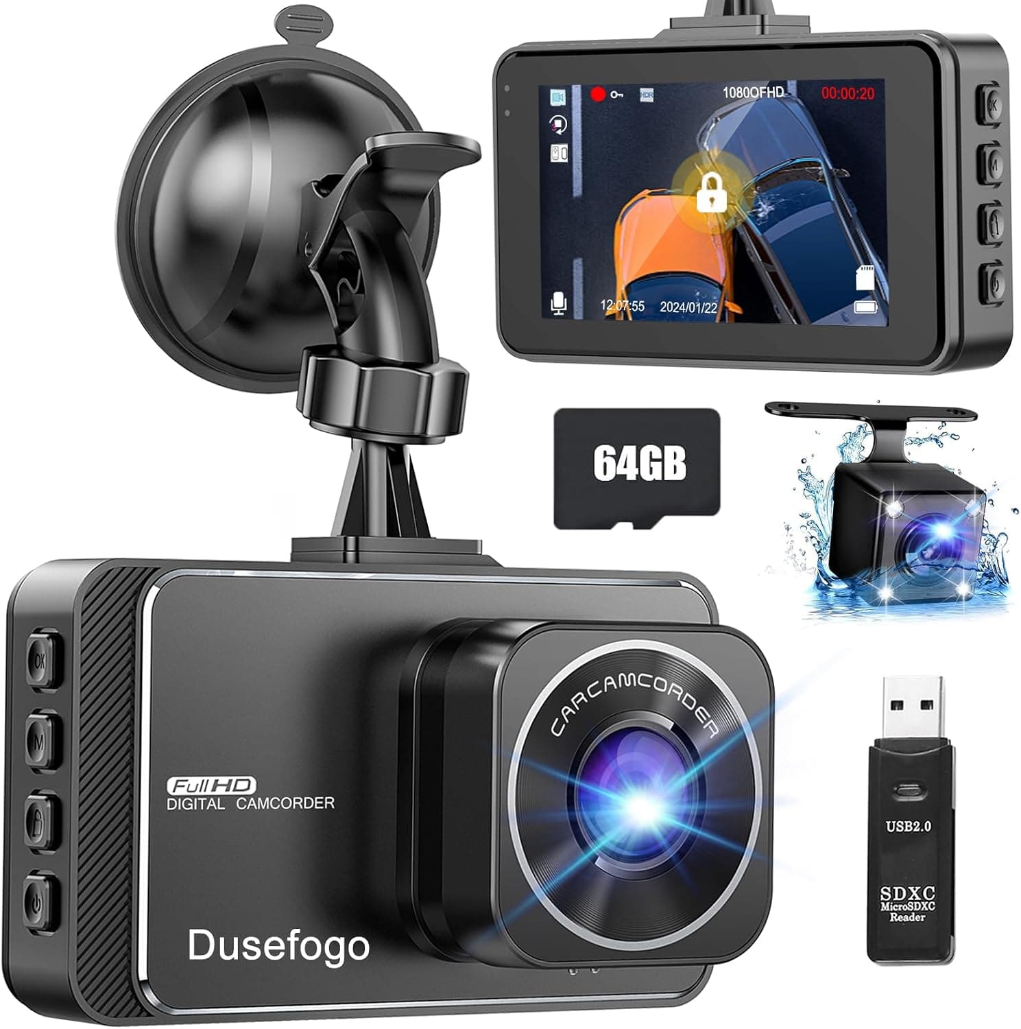 دوربین ثبت وقایع Dusefogo مدل M78 – کیفیت FullHD، دید در شب همراه با حافظه 64 گیگ