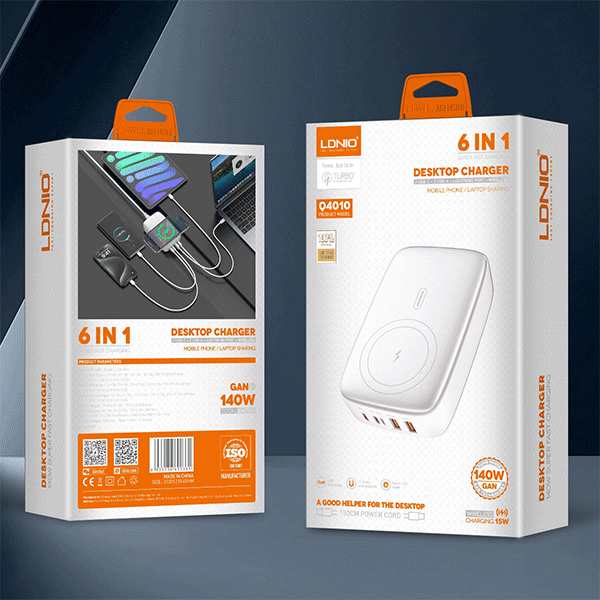 شارژر رومیزی وایرلس 140 وات الدینیو مدل Q4010 — تصویر ۴