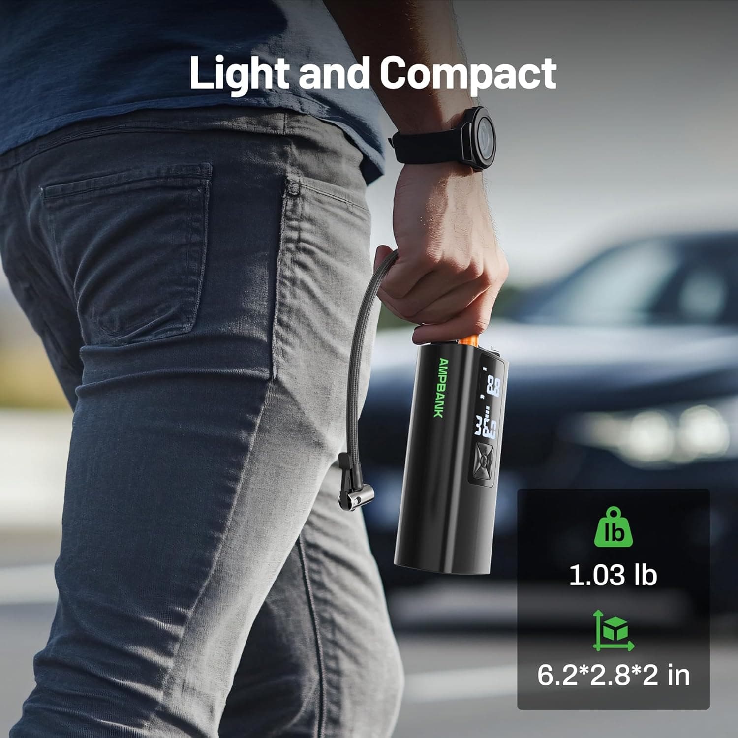 پمپ باد قابل حمل AMPBANK مدل AT003 با قدرت 150PSI — تصویر ۷
