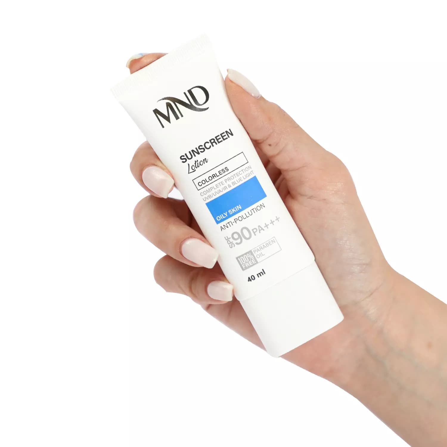 لوسیون ضد آفتاب (SPF 90) مناسب پوست چرب بی رنگ ام ان دی 40 میلی‌لیتر — تصویر ۵
