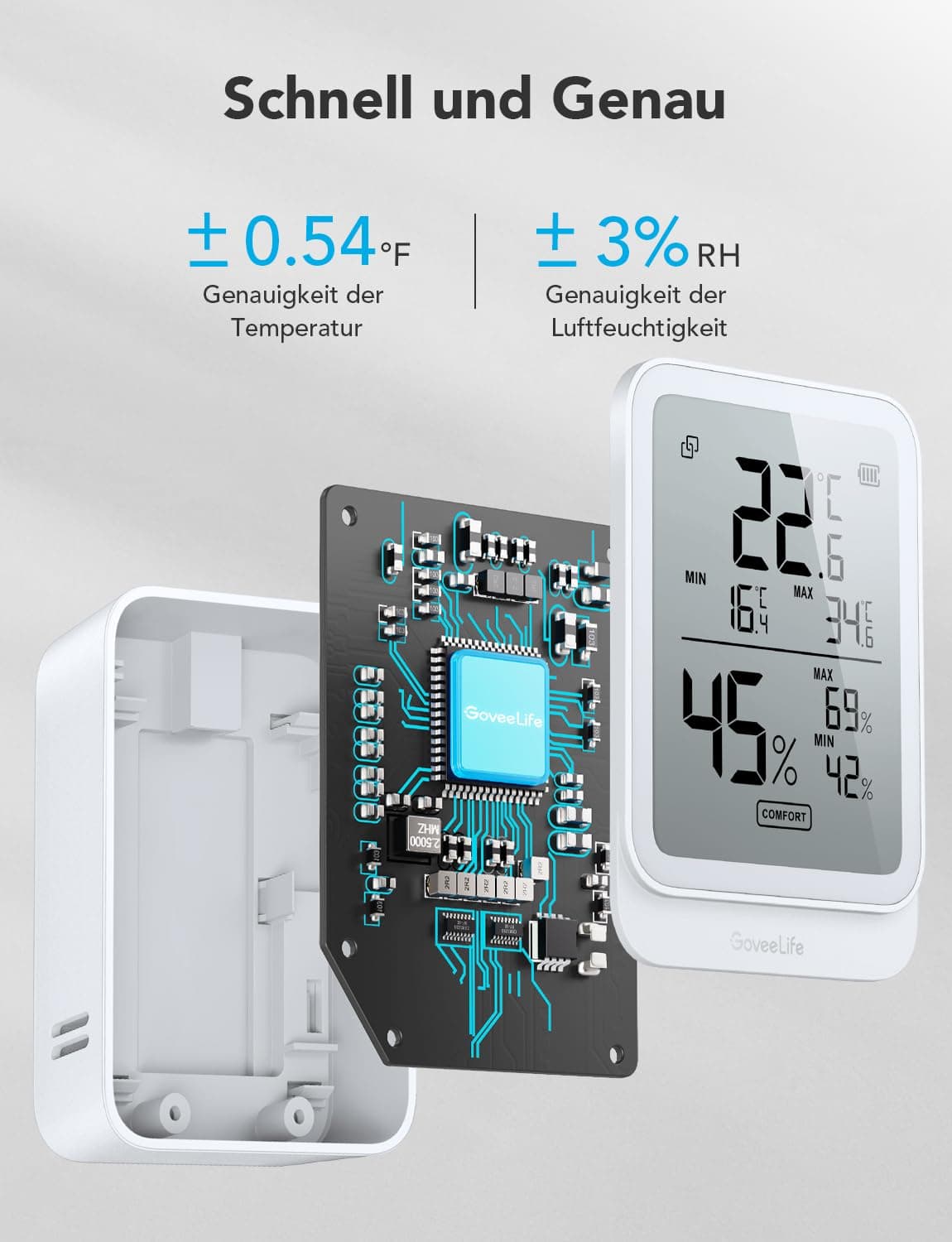 دماسنج و رطوبت سنج دیجیتالی GoveeLife مدل H5104 پک 4 عددی — تصویر ۳