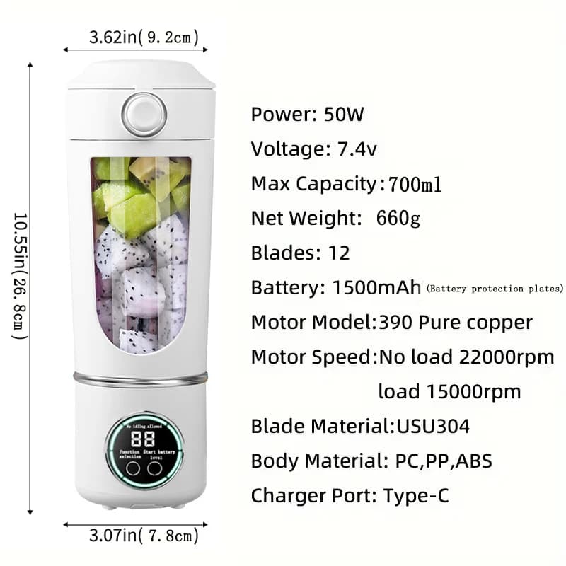 مخلوط کن شارژی HS-870 ظرفیت 700 میلی‌لیتر — تصویر ۳