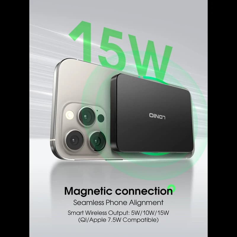پاوربانک LDNIO PQ28 ظرفیت 5000mAh | شارژ بی‌سیم 15W — تصویر ۴