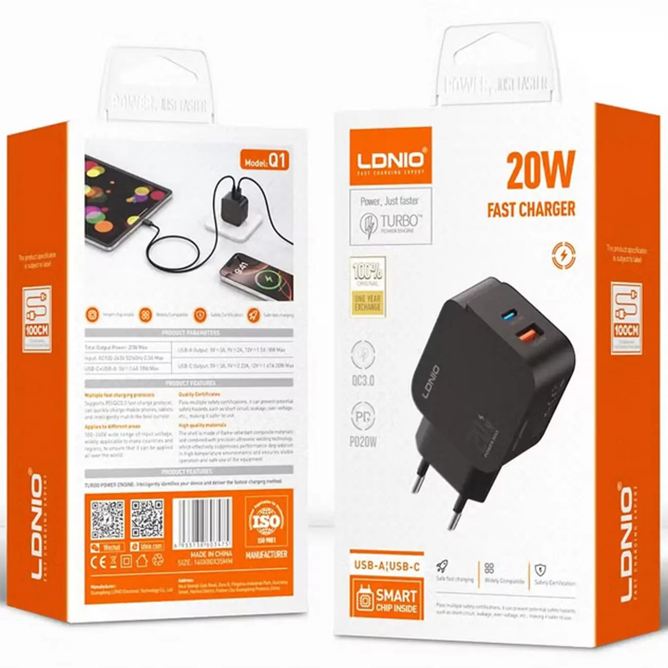شارژر LDNIO Q1 | شارژ سریع 20 وات USB-C و USB-A — تصویر ۵