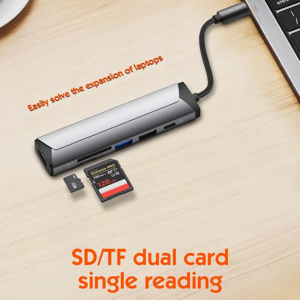 هاب 6 پورت تایپ سی الدینیو مدل DS-56H — تصویر ۳