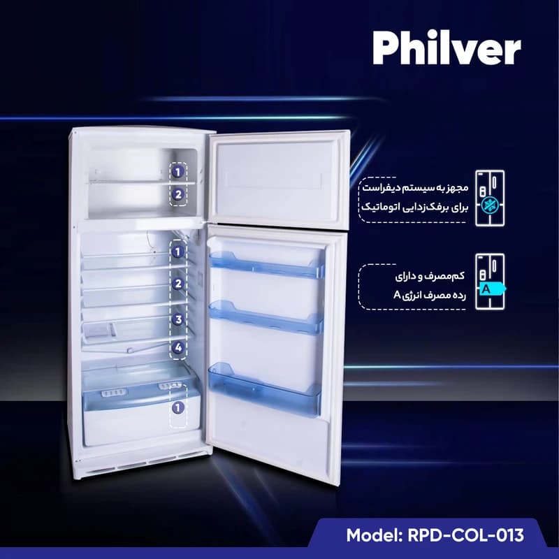 یخچال فریزر فیلور مدل PH14D ظرفیت ۱۴ فوت — تصویر ۳