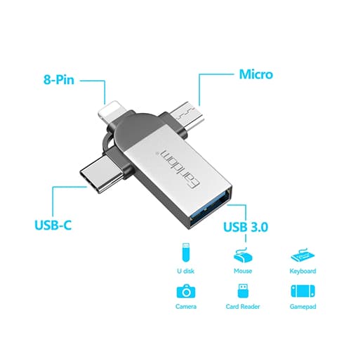 مبدل USB OTG به microUSB / لایتنینگ / USB-C ارلدام مدل ET-OT93 — تصویر ۲