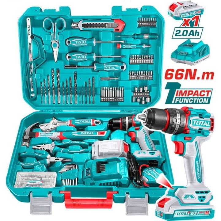 مجموعه دریل شارژی 165 پارچ صنعتی توتال مدل THKTHP11652