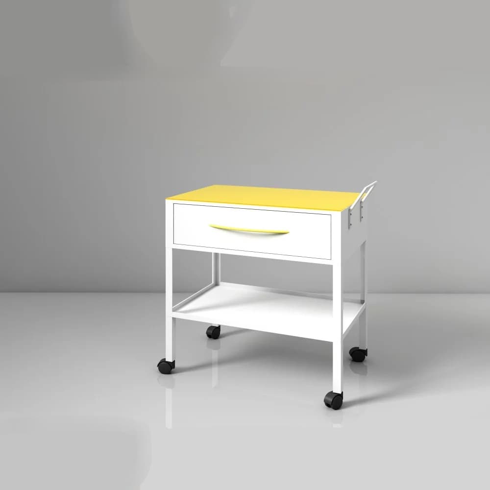 ترالی بیمارستانی کشودار با رویه شیشه‌ای و چرخ قفل‌دار نوید اکباتان TR-409