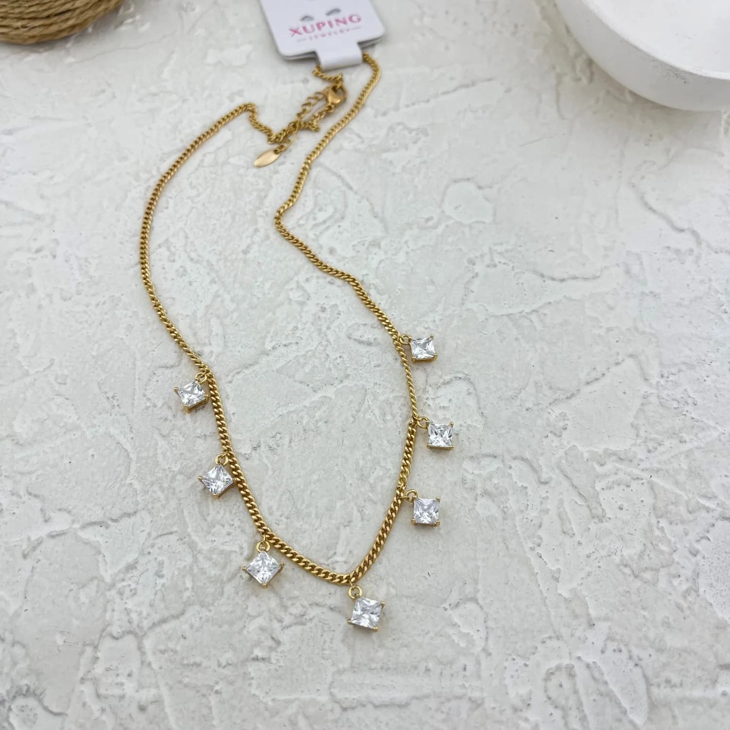 گردنبند زنانه ژوپینگ مدل نگین جواهری کد N5118 — تصویر ۴