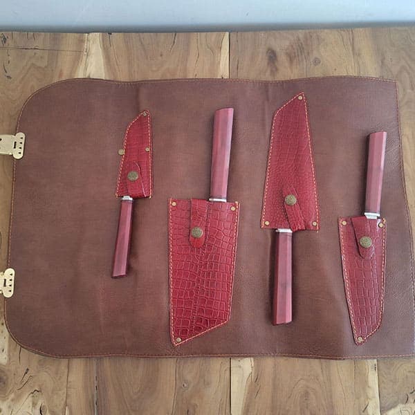 سرویس چاقوی طرح ژاپنی TF همراه کیف چرم طبیعی — تصویر ۳