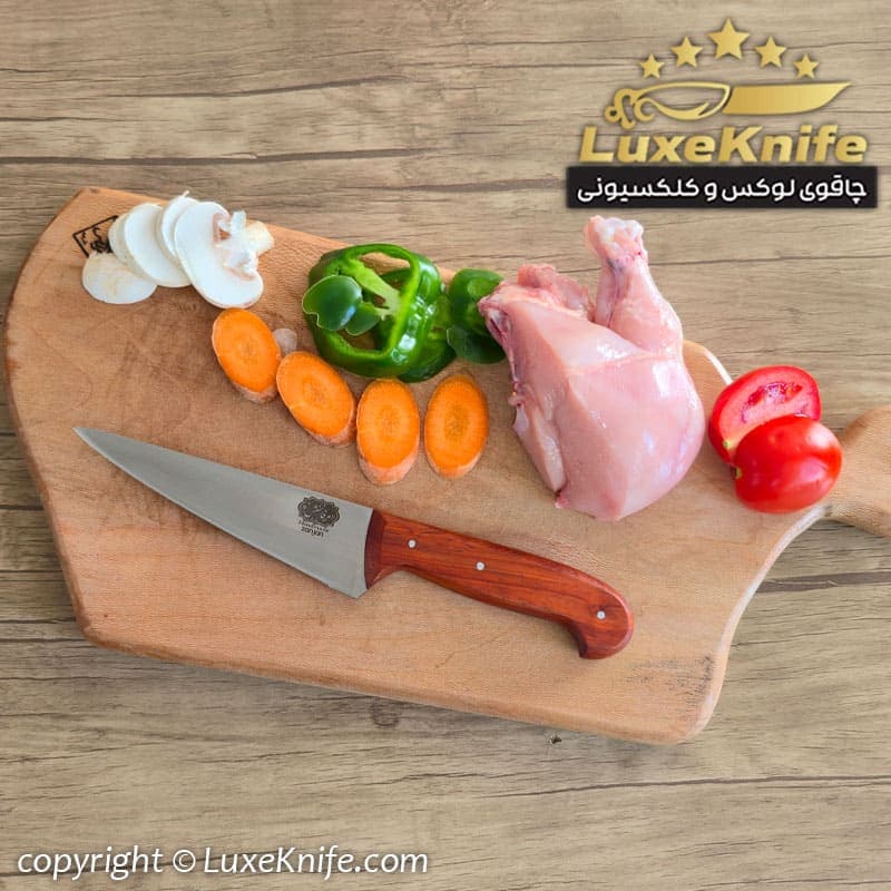 کارد بیخصی استاد عرفان منش ( تیغه استیل فولاد و دسته چوب پادوک )
