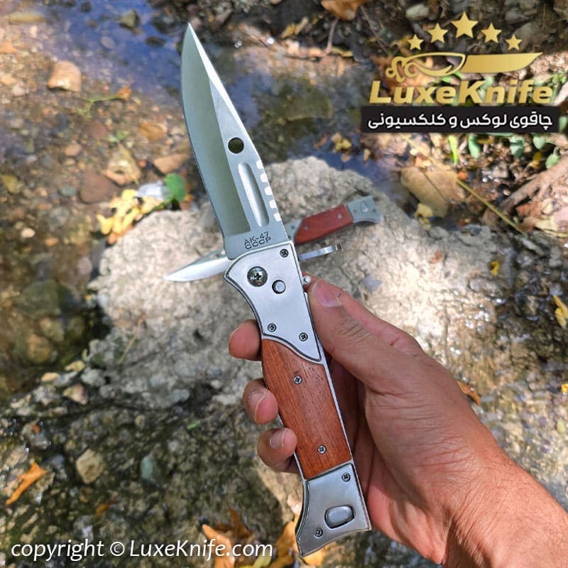 چاقوی جیبی ضامن فشاری CCCP AK47 با قلاف — تصویر ۲