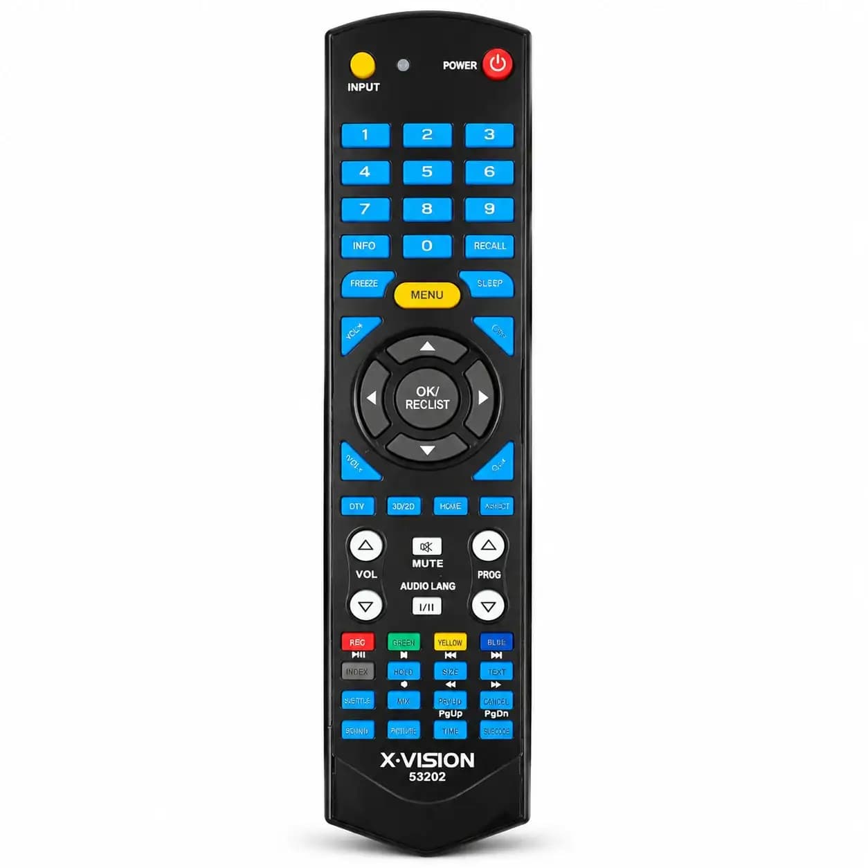 ریموت کنترل تلویزیون ایکس ویژن مدل 53202 دکمه آبی — تصویر ۲