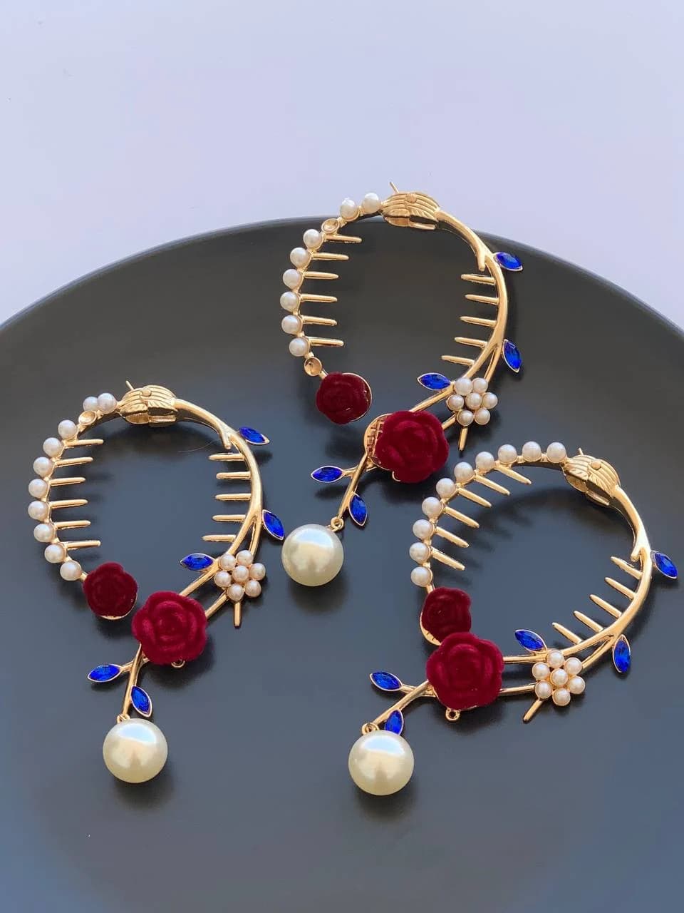 گیره مو گوجه ای گل رز کد 314
