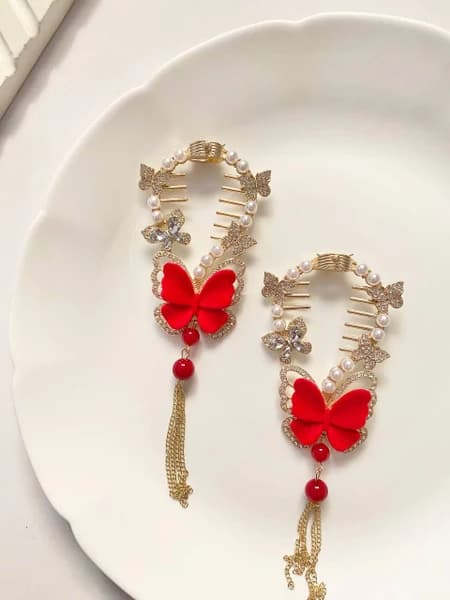 گیره موگوجه ای پروانه‌ای مخملی کد 221 — تصویر ۲