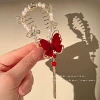 گیره موگوجه ای پروانه‌ای مخملی کد 221 — تصویر ۳