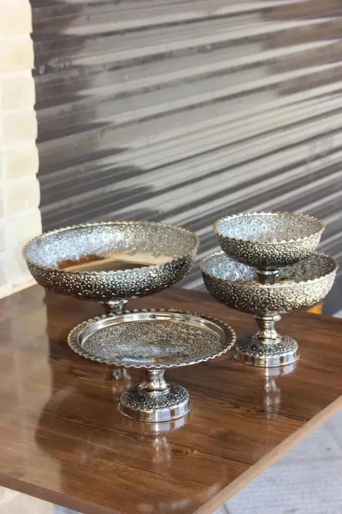 سرویس پذیرایی مسی قاصدک با آبکاری کروم — تصویر ۳