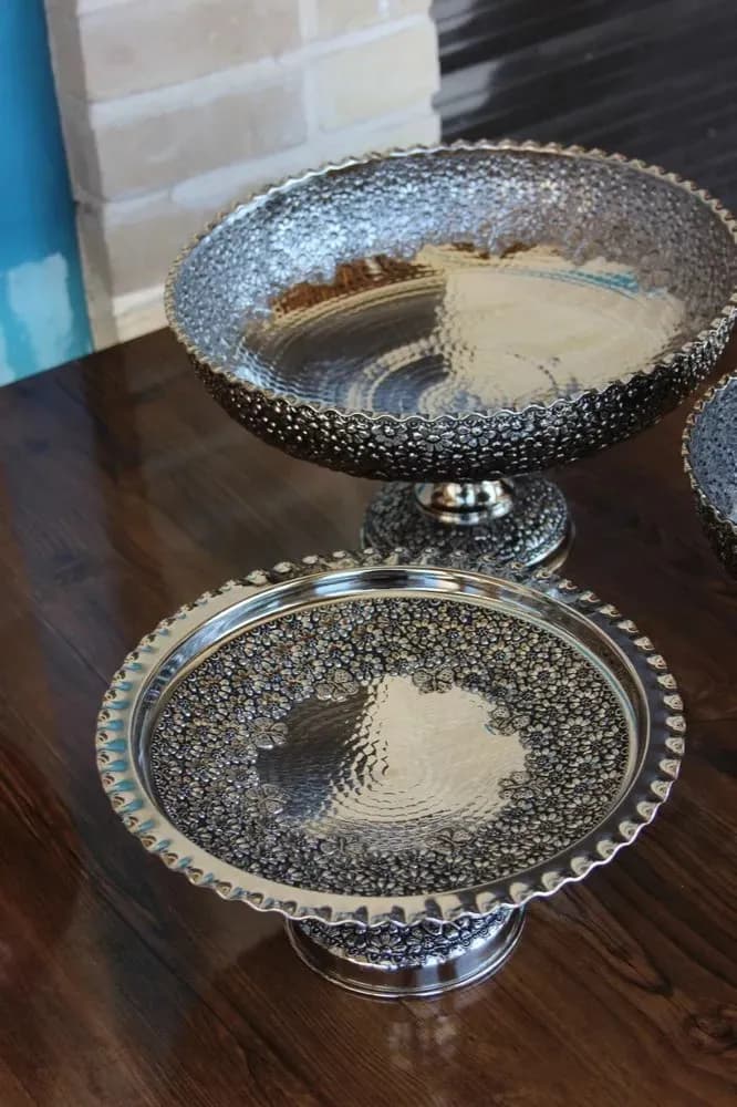 سرویس پذیرایی مسی قاصدک با آبکاری کروم — تصویر ۴