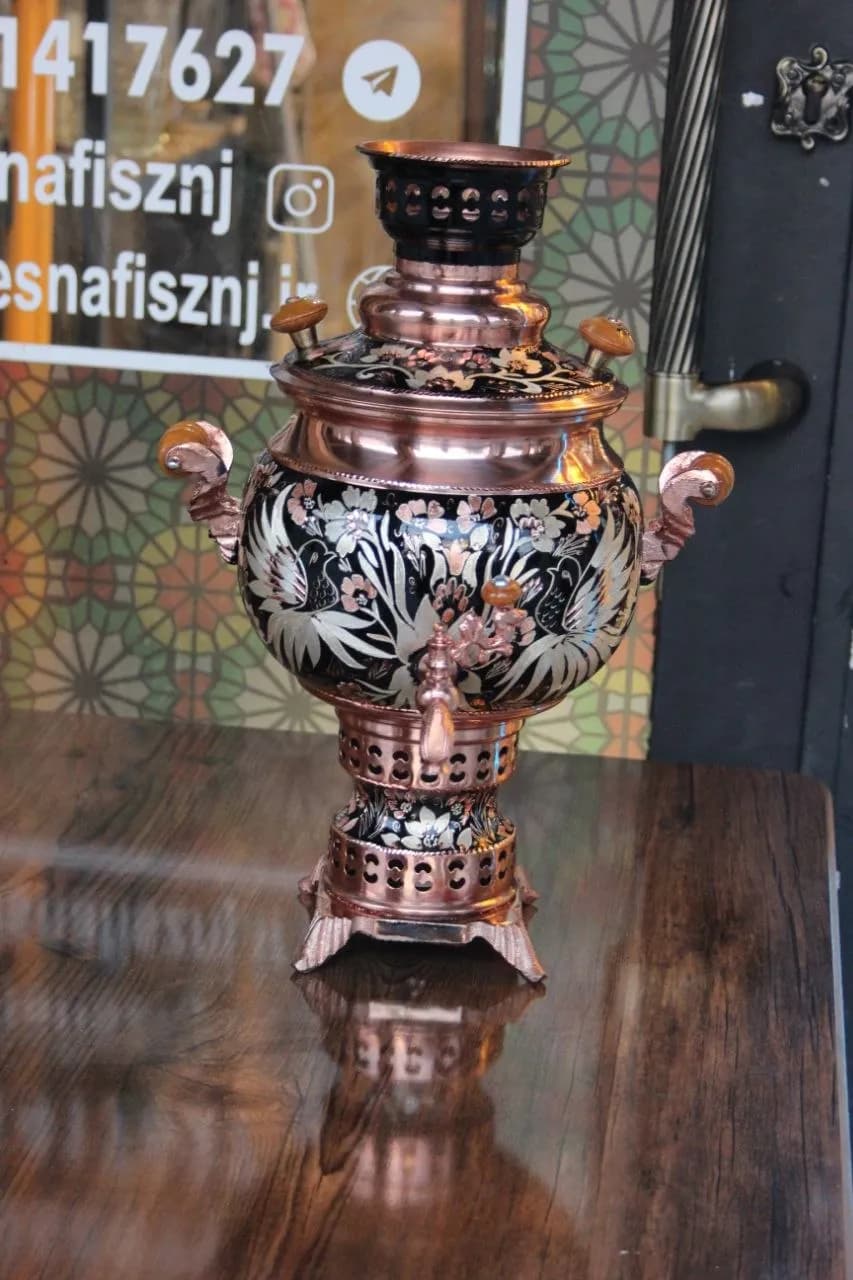 سماور مسی هما الماس تراش و آب و نقره هما — تصویر ۵