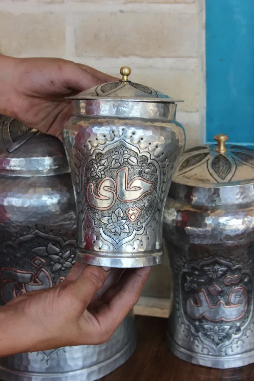 بانکه مسی خمره ای قلع شده دست ساز مس نفیس — تصویر ۳