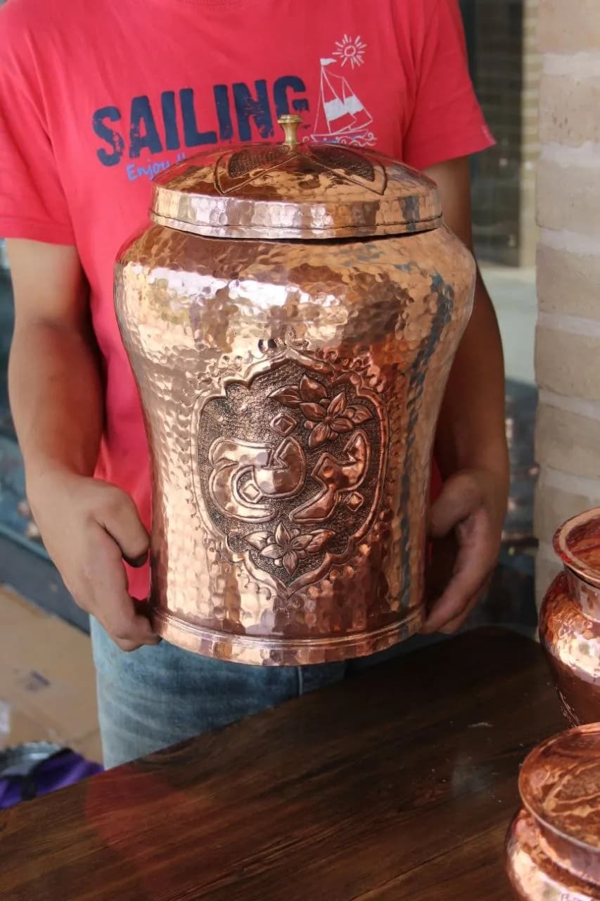 بانکه مسی خمره ای دست ساز مس نفیس — تصویر ۳