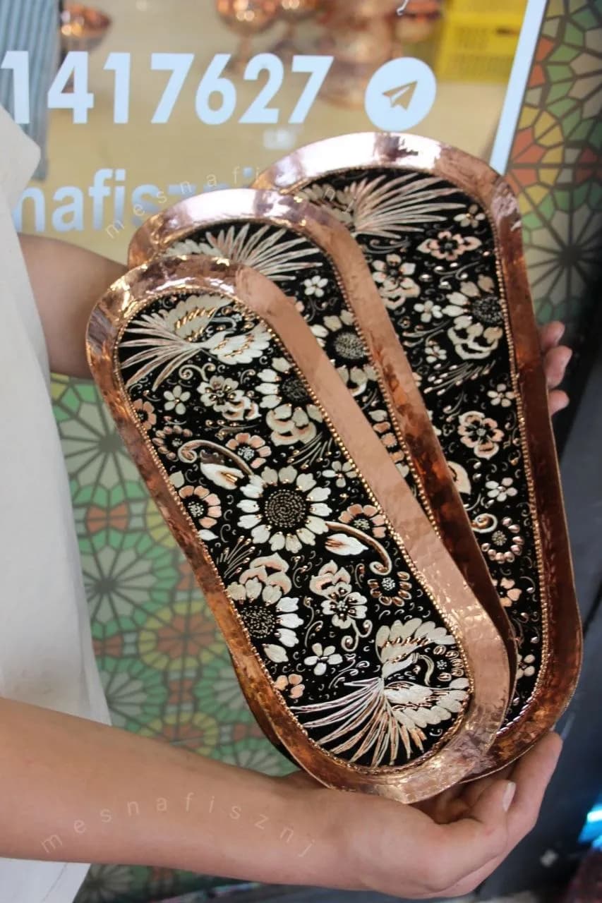 سینی مسی مستطیلی لب گرد هما — تصویر ۲