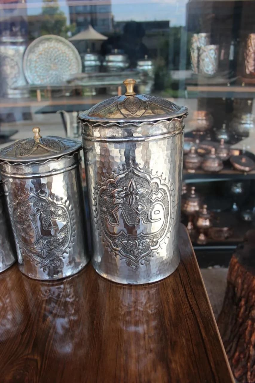 بانکه مسی دست ساز با آبکاری کروم — تصویر ۲