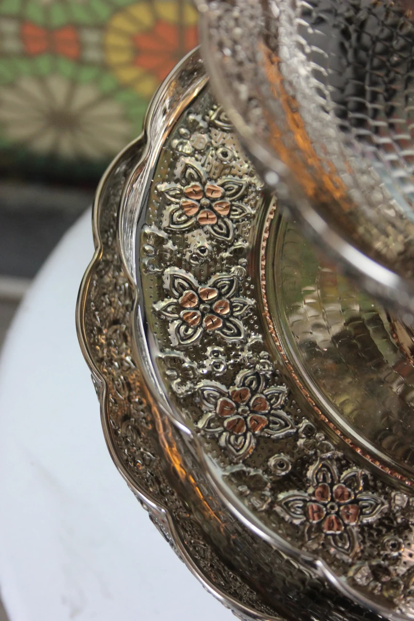 سرویس پذیرایی مسی کروم تراش مه گل — تصویر ۲