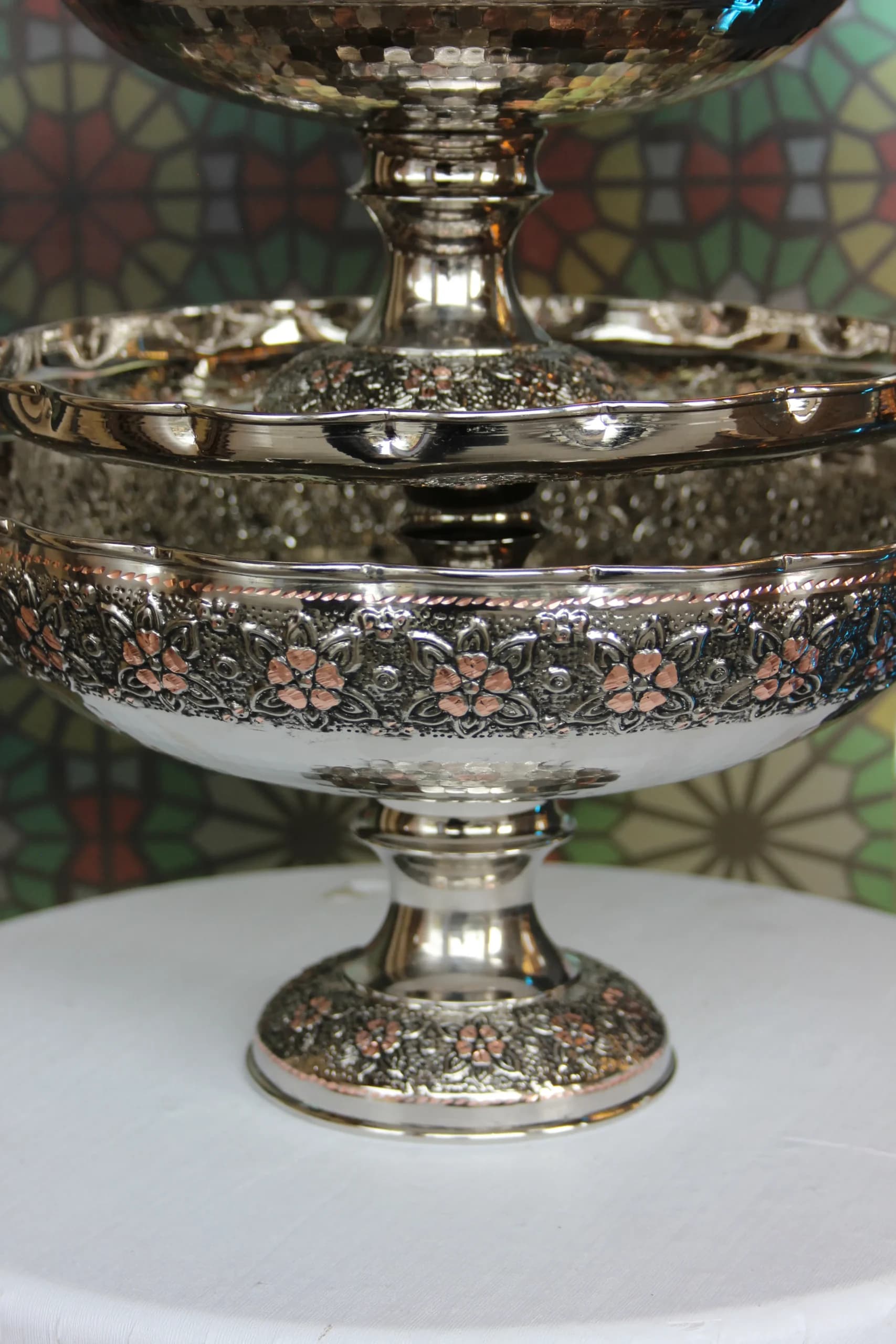 سرویس پذیرایی مسی کروم تراش مه گل — تصویر ۳