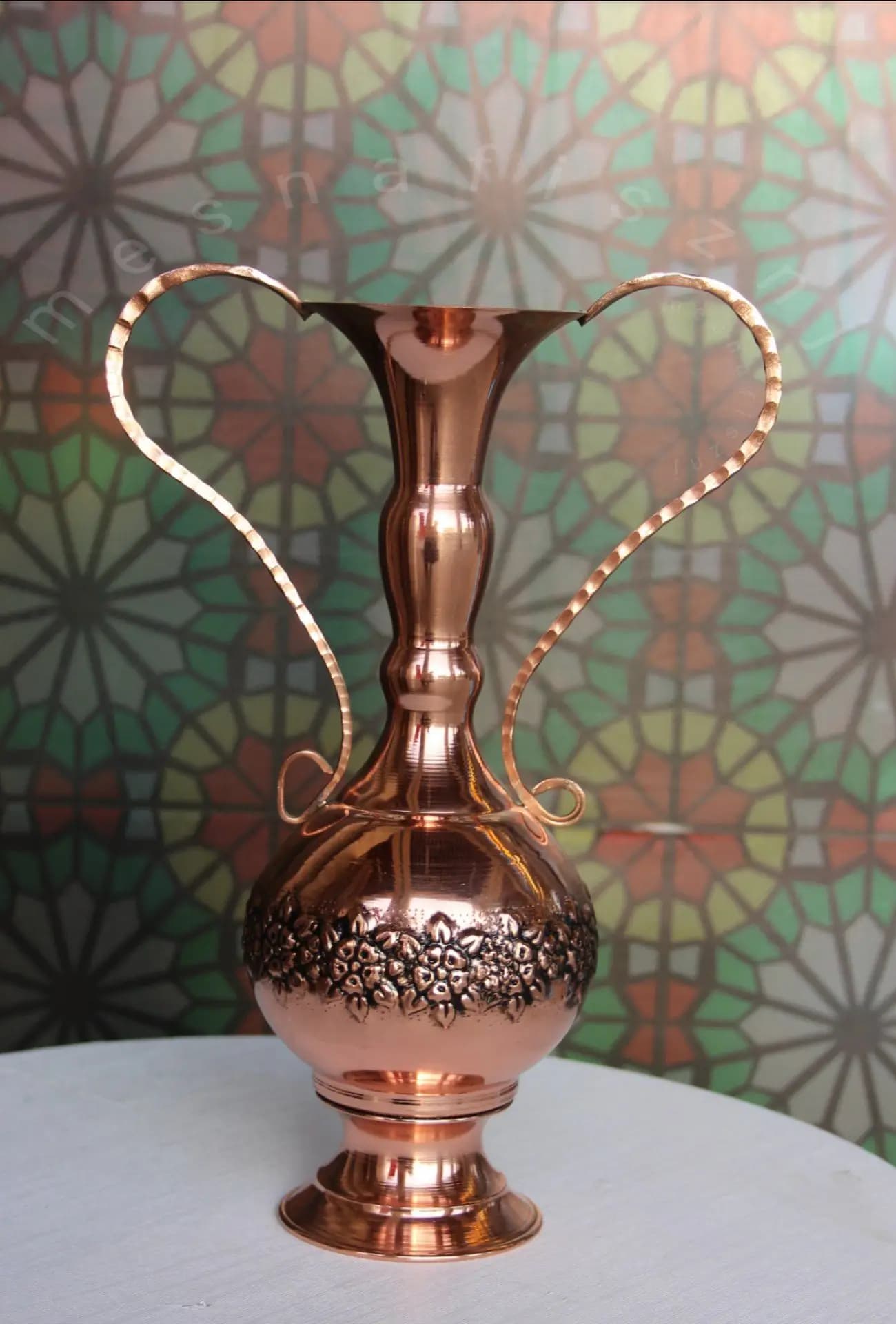 گلدان مسی سیاه قلم طرح سزار