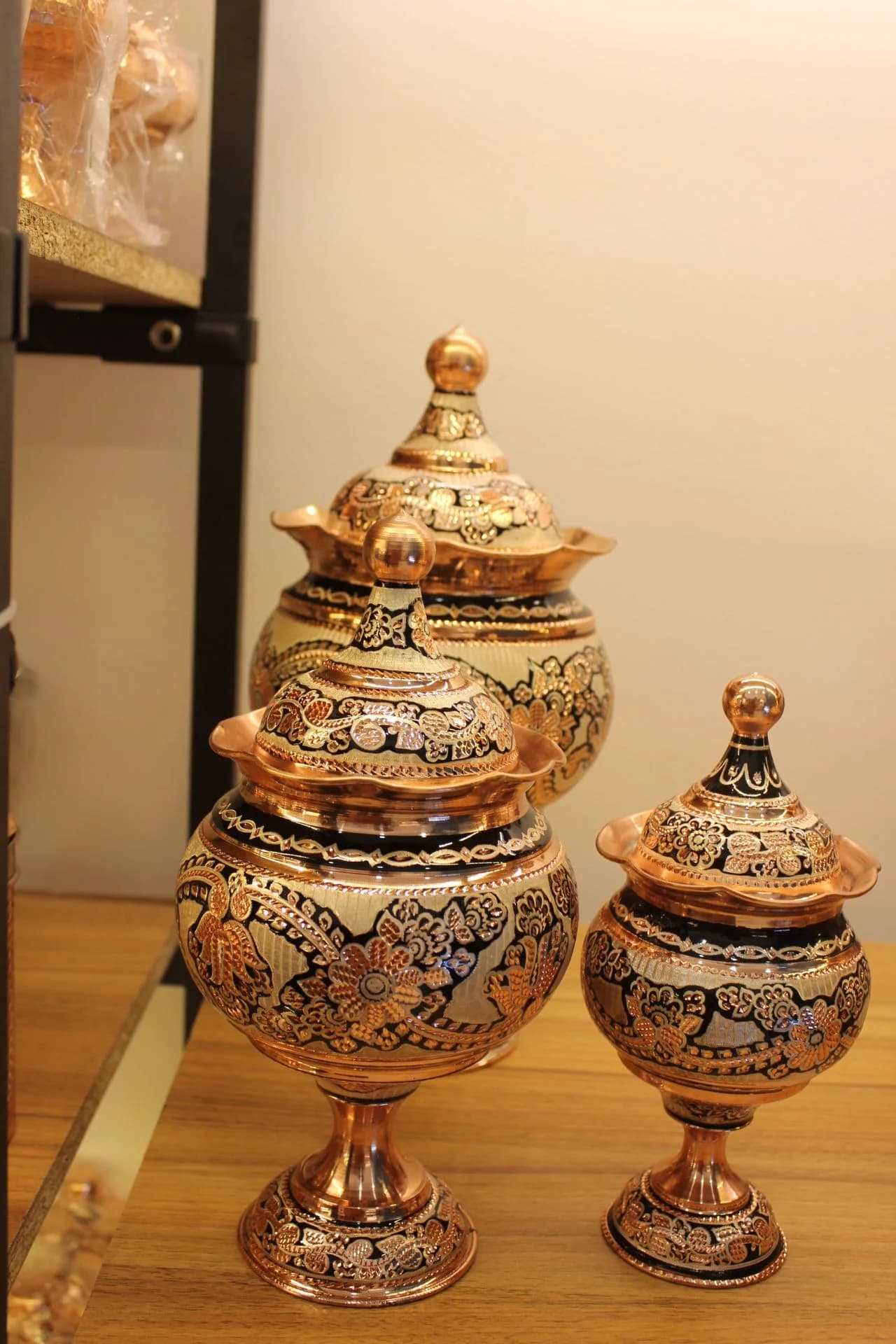 قندان مسی نقره کوب سایز بزرگ — تصویر ۴