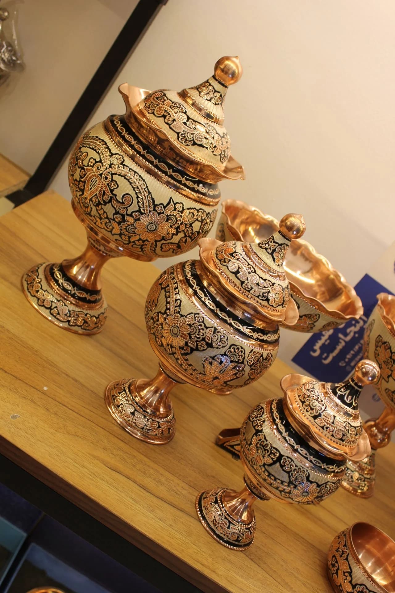 قندان مسی نقره کوب سایز بزرگ — تصویر ۲