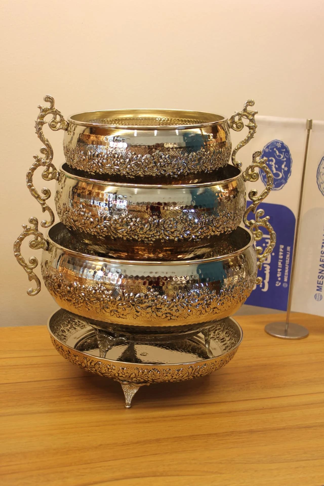 سرویس پذیرایی مسی اطلسی با آبکاری کروم — تصویر ۲