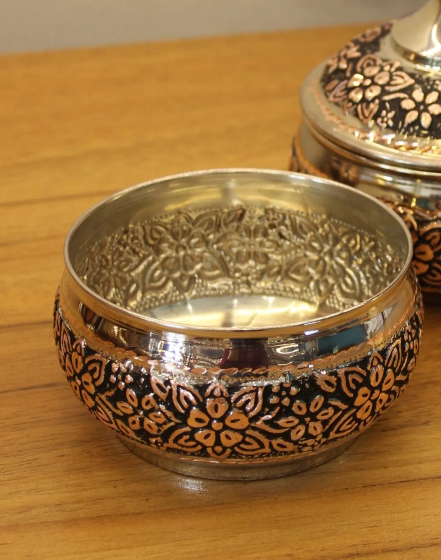 پیاله مسی کروم یاسمن تراش