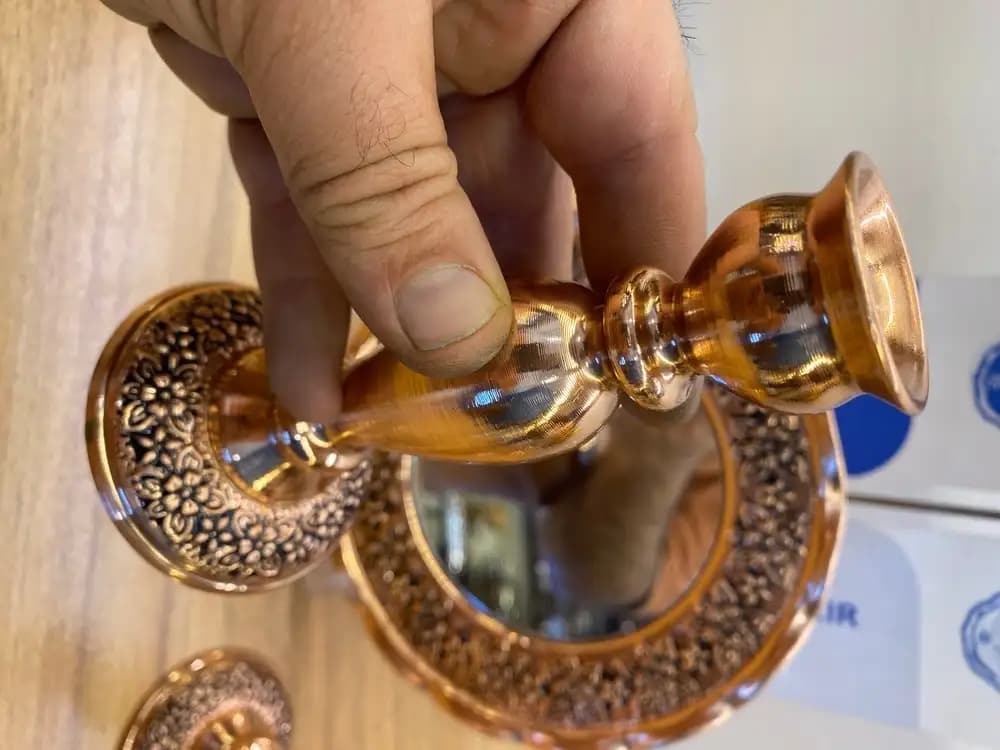 آیینه شمعدان مسی گلبرگ نانو شده — تصویر ۳
