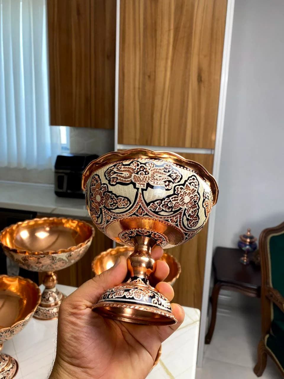 شکلات‌خوری مسی نقره کوب هامون سایز 1 — تصویر ۳
