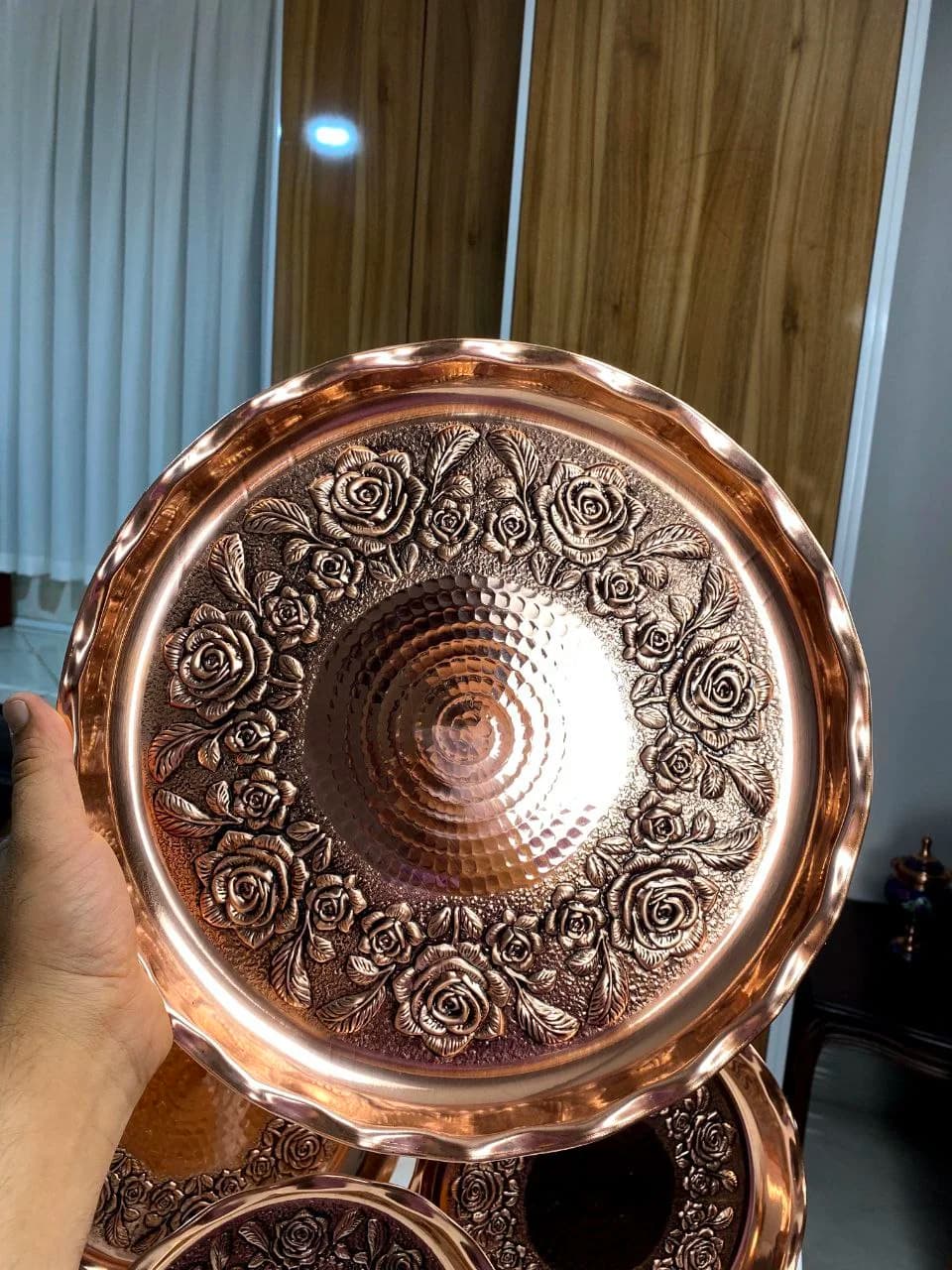 سینی مسی گلبرگ سیاه‌قلم نانو‌شده قطر43 — تصویر ۴