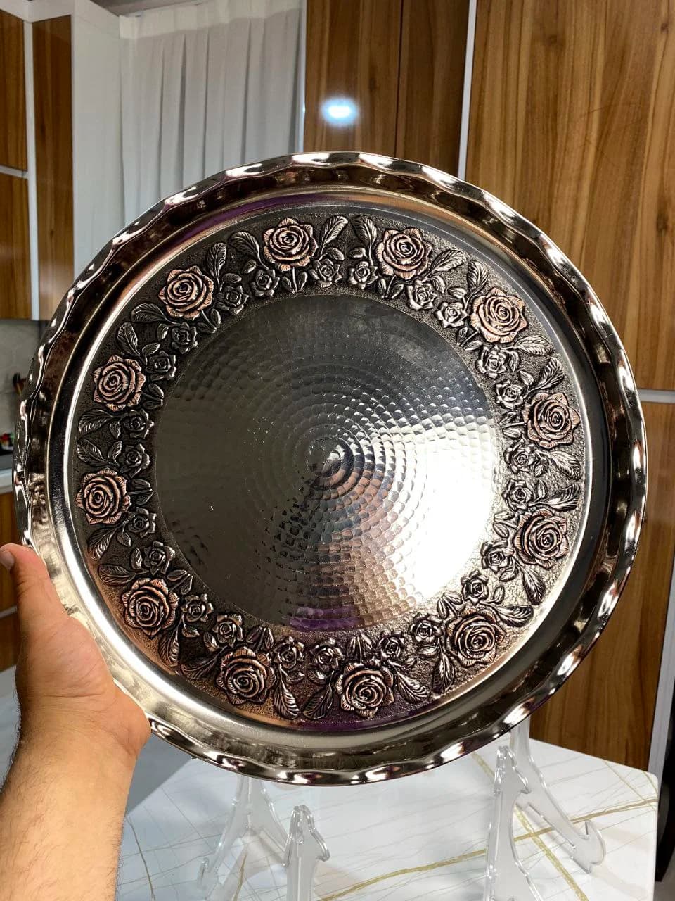 سینی‌ مسی گلبرگ رز با آبکاری کروم سایز 31 — تصویر ۶