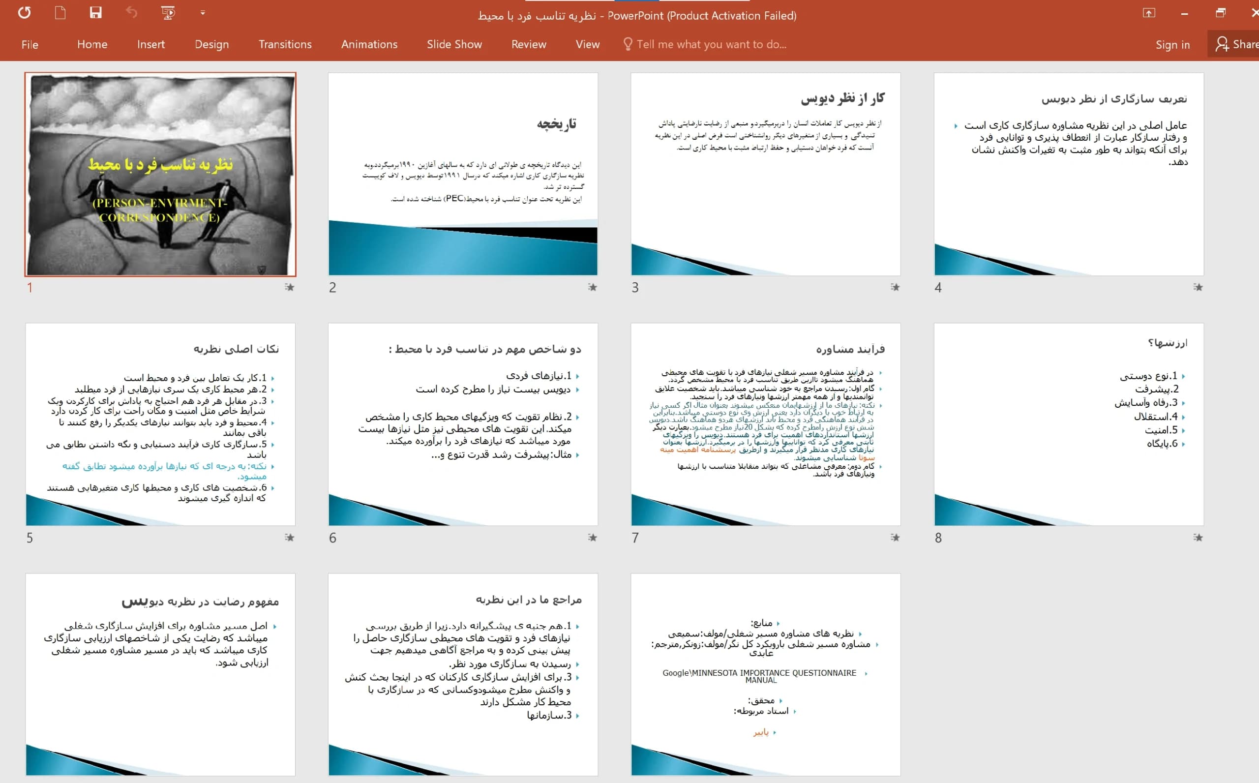 پاورپوینت نظریه تناسب فرد با محیط — تصویر ۶