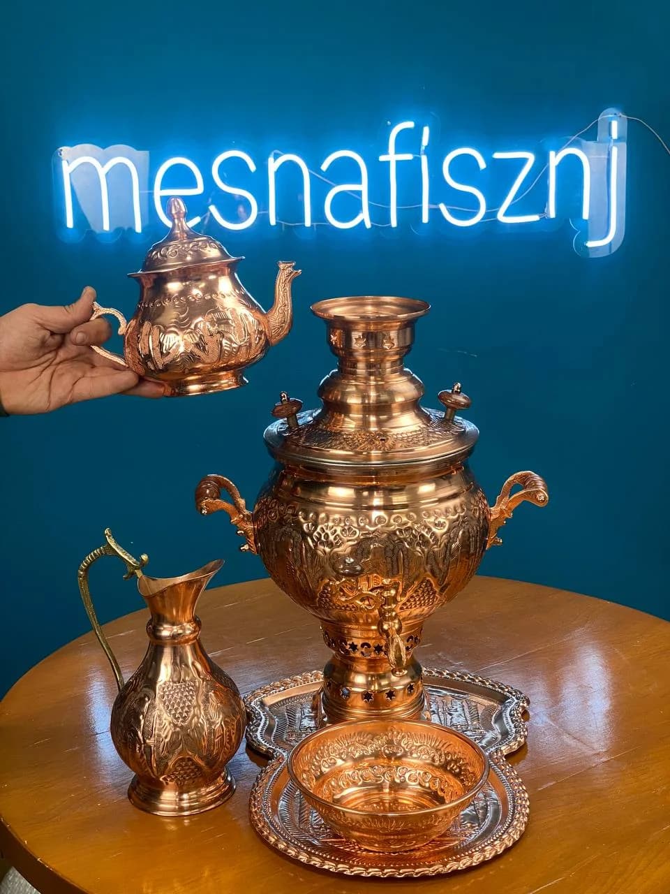 سماور‌مسی ذغالی با سرویس کامل — تصویر ۴