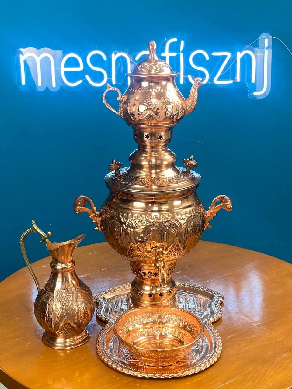 سماور‌مسی ذغالی با سرویس کامل — تصویر ۳