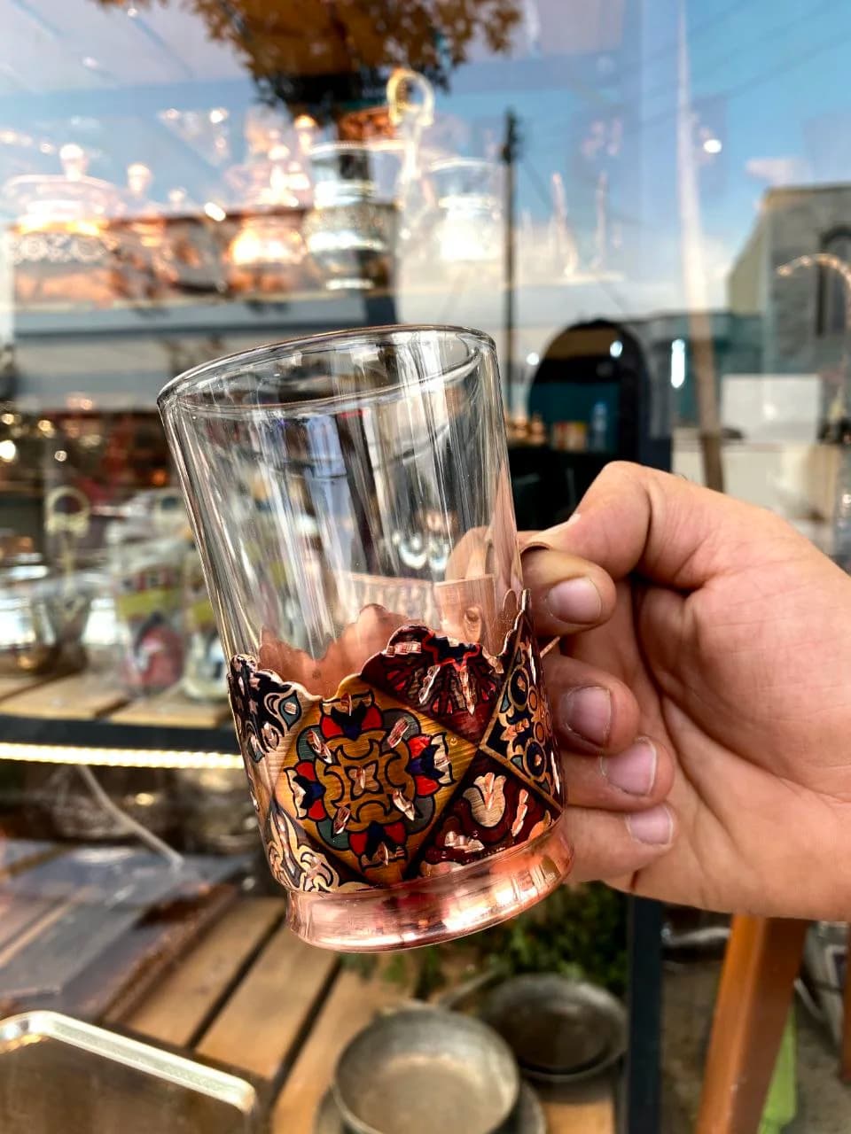 لیوان مسی طرح ترمه تراش — تصویر ۲