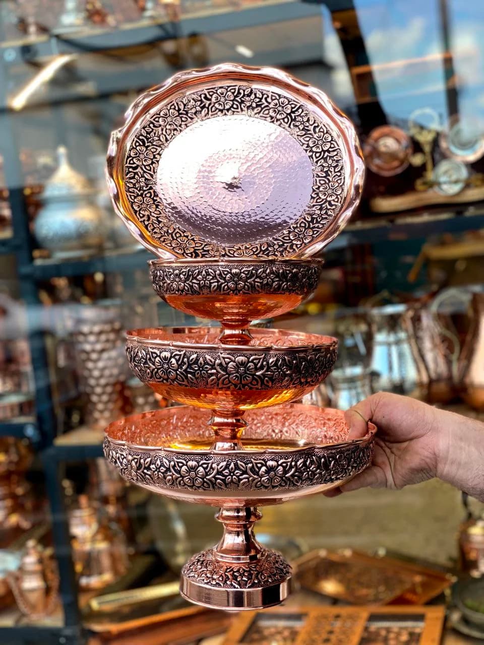 سرویس پذیرایی مسی گلبرگ نرگس ساخت زنجان — تصویر ۲