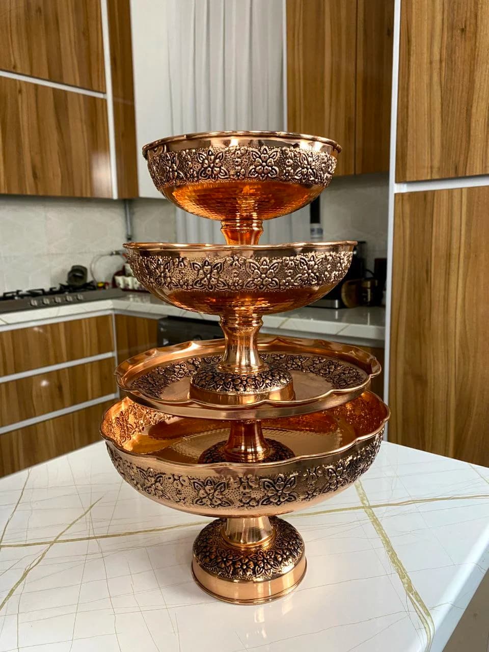 سرویس پذیرایی مسی گلبرگ مه‌گل نانو‌شده — تصویر ۲