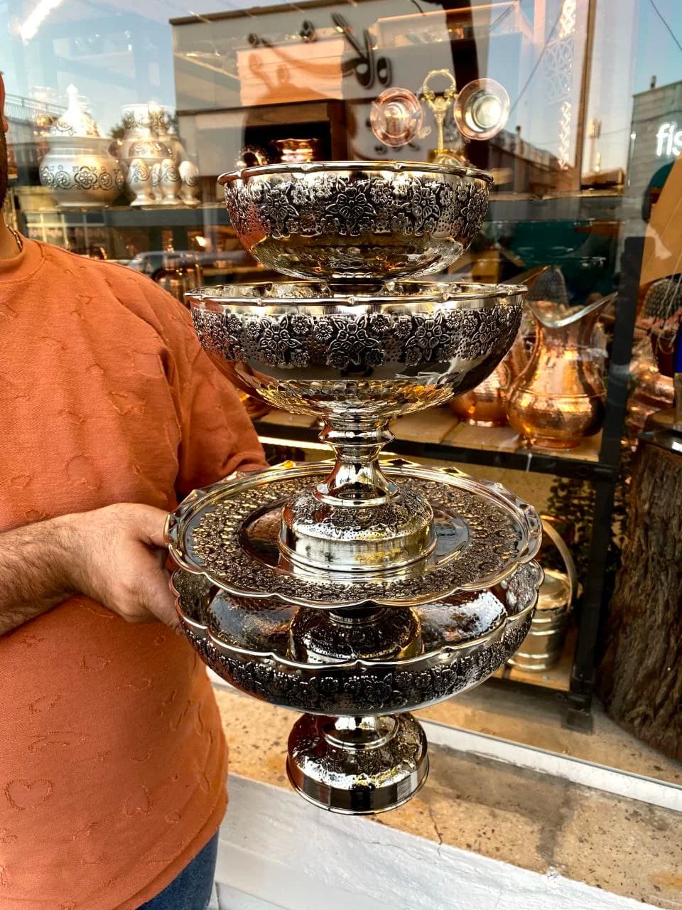 سرویس‌ پذیرایی‌ مسی گلبرگ‌ کروم ساخت‌زنجان — تصویر ۲
