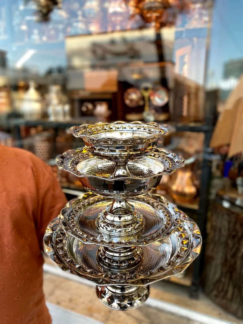 سرویس پذیرایی مسی فضلی با آبکاری کروم — تصویر ۲