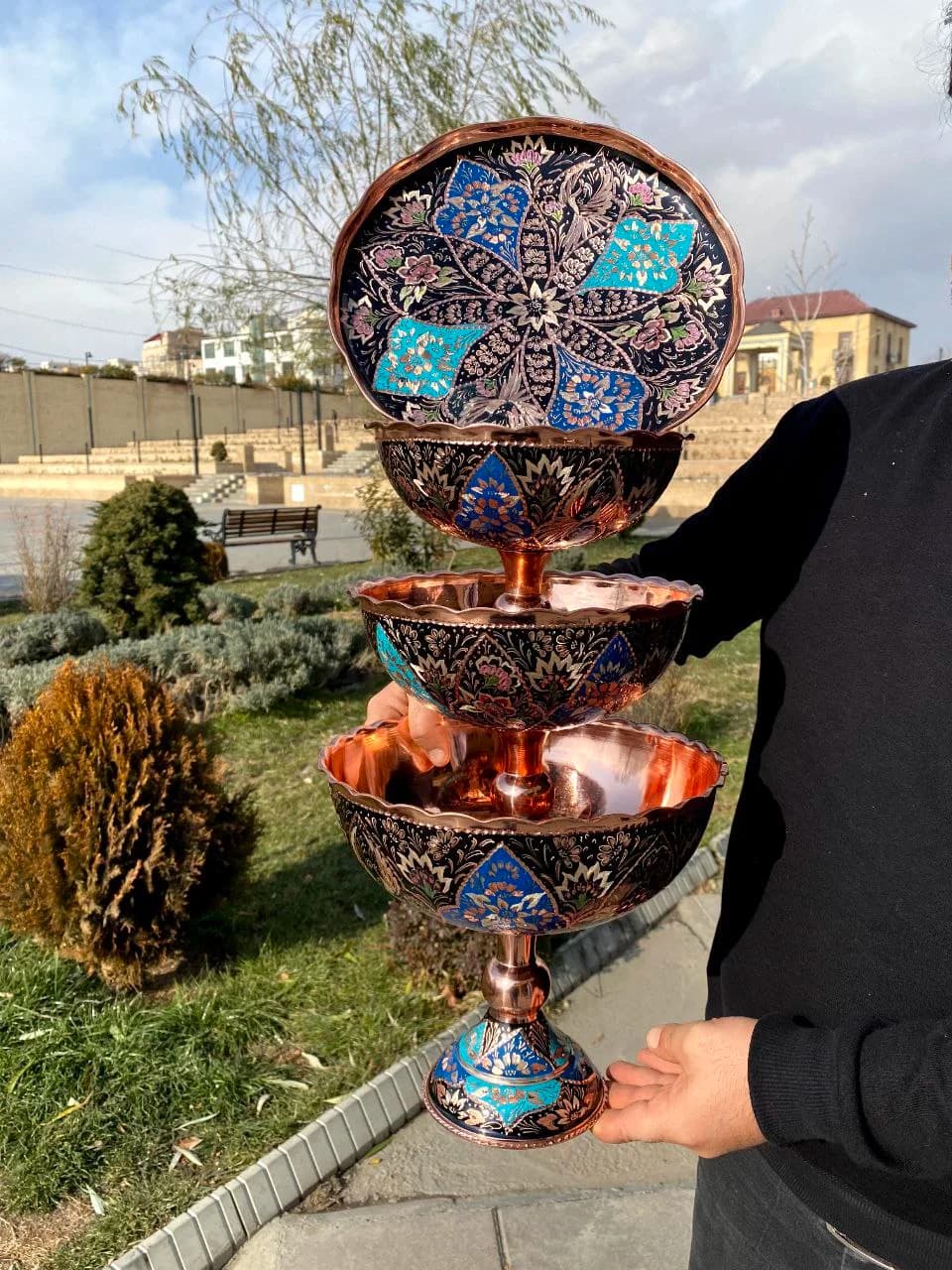 سرویس پذیرایی مسی الماس‌تراش فاخر هما — تصویر ۶