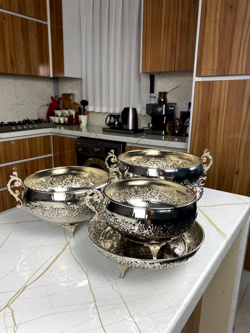 سرویس پذیرایی مسی رسا با آبکاری کروم — تصویر ۴