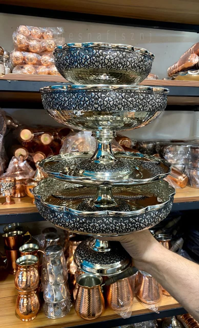 سرویس پذیرایی مسی ثنا با آبکاری کروم — تصویر ۲